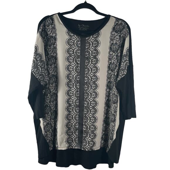 Chico's Blouse Tops Women's Size 2 Large Lace Printed Block Pattern Woven Aztec - Picture 2 of 8